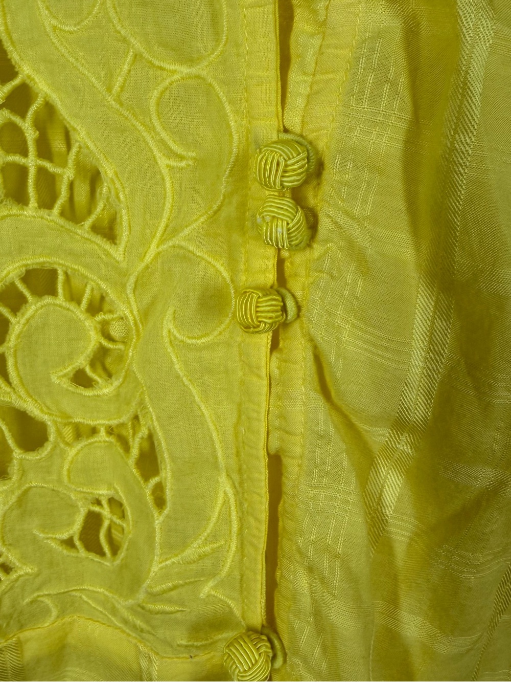 Sundance Yellow Lace Floral Garbo Button Up Top - Picture 5 of 6